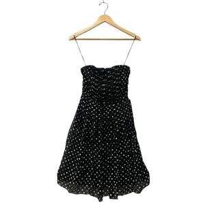 Broadway & Broome Silk Dress Strapless Black White Polka Dots Mini Women’s Sz 2